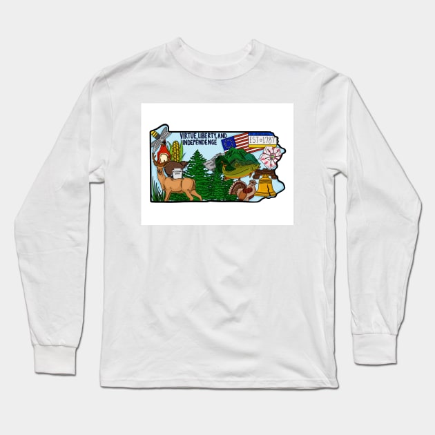 Pennsylvania Symbols Long Sleeve T-Shirt by fiberandgloss